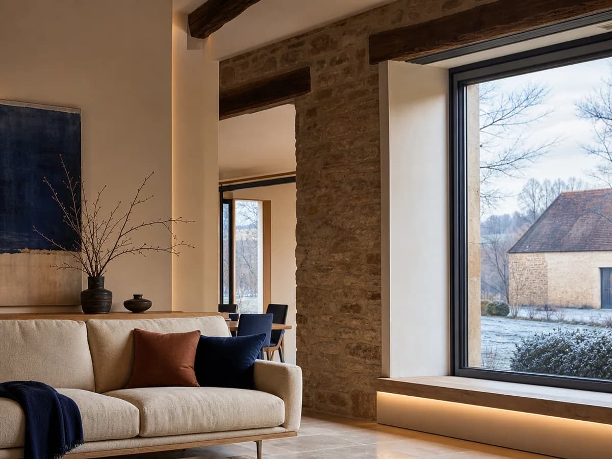Intérieur bourguignon confortable équipé d’un chauffage en hiver